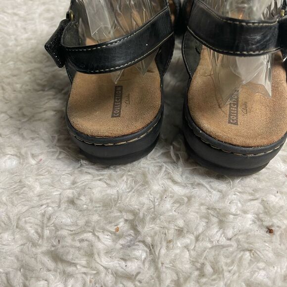 Clarks leather dark Brown strap sandals hook and loop Velcro strap.SZ11 . - Picture 4 of 9